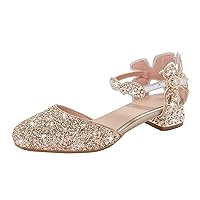 Girls Sandals 3 Dress Shoes Wedding Party Close Toe Glitter High Heels For Kids Girls Shoes with Straps