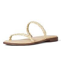 The Drop Women's Paris Square Toe Two Strap Flat Sandal