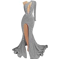 Prom Dress Glitter Sequin Pageant Split Mermaid Evening Party Dress