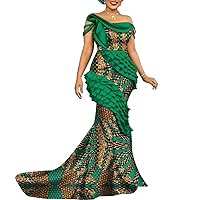 African Print Dresses Elegant Lady Party Wedding Floor-Length Plus Size Clothing for Women