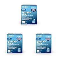 Amazon Basic Care Coated Nicotine Gum 2 mg, Ice Mint Flavor, Stop Smoking Aid, Relieves Nicotine Cravings to Help You Quit Smoking Cigarettes, 160 Count (Pack of 3)