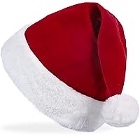 Santa Hat Red Christmas Hat for Adults Men Women Velvet Comfort Christmas Hat New Year Party Decorations and Supplies