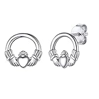Silvora Women Stud Earrings Old-school Celtic Knot Studs for Girls Sterling Silver Norse Heart Jewelry