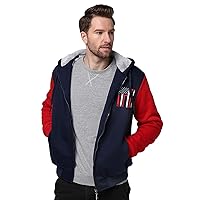 American Carpenter Flag Men's Full Zip Hoodies Winter Warm Hooded Sweatshirt Thick Coat Jackets