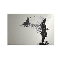 Posters Japanese Wall Art Black And White Minimalist Art Poster Japanese Samurai Poster Canvas Art Poster Picture Modern Office Family Bedroom Living Room Decorative Gift Wall Decor 24x36inch(60x90