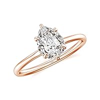 Natural Diamond Pear Solitaire Ring for Women Girls in Sterling Silver / 14K Solid Gold/Platinum