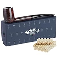 Bing's Favorite - Savinelli Pipe Hand Crafted in Italy + 100 Balsa Pipe Filters - Gentleman Smoking Pipe For Golf Enthusiasts, Smooth Briar Pipe, Briar Tobacco Pipe Set