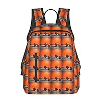 BREAUX Basketball Orange Print Simple And Lightweight Leisure Backpack, Men'S And Women'S Fashionable Travel Backpack