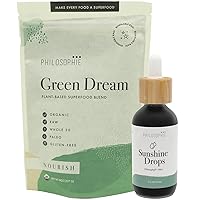 Sunshine Drops & Green Dream Bundle - Liquid Chlorophyll and Superfood Powder Blend - All Natural Plant-Based 2pack