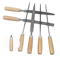 6Pcs 6 Inch Heavy Duty File Set, Lightweight Filing Tool Kit, High Carbon Hardened Steel Files with Anti-Slip Wood Handles, Medium Coarse, Suitable for Wood/Metal/Model/Shaping