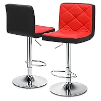 MoNiBloom Bar Stool Set of 2 Modern Adjustable Kitchen Island Chairs Red-Black Blocking Counter Height Barstools Swivel PU Leather Chair 360° Swivel Kitchen Counter Stools Dining Chairs