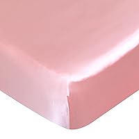 Satin Sheet, Soft & Silky 4 PC Crib Sheet Mattress Sheet for Boys and Girls, Great for Baby with Hair and Skin, Pink