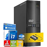 Office PC with Intel i7 | 4.0GHz | 32GB RAM | 1000GB SSD | DVD±RW | Smart ID Card Reader 5-in-1 | WiFi 600 and Bluetooth 5 | USB3 | Windows 11 Pro | Multimedia Computer