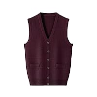 100% Cashmere Cardigan Vest For Men V-Neck Autumn And Winter Sleeveless Knitted Cardigan Sweater Vest