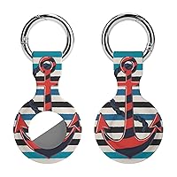 Anchor on A Blue Striped Printed Silicone Case for AirTags with Keychain Protective Cover Air Tag Finder Tracker Accessories Holder