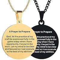 2PCS Solid Steel Laser Engraved A Prayer To Prepare Sports Prayers Mens Womens Pendant Necklace Chain