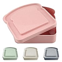 Sandwich Box Container,Sandwich Containers 4Pcs Reusable Plastic Sandwich Box 14 Ounce Cute Toast Shape Sandwich Holder Kids and Adult Lunch Box for Bread Snack Fruit Food Storage