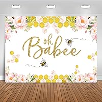 Avezano Bee Baby Shower Backdrop, Oh Babee Honey Bee Baby Shower Party Decorations Yellow Floral Honeycomb Baby Shower Party Banner Photography Background (7x5ft)