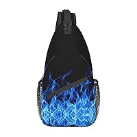 Blue Flame Sling Backpack, Multipurpose Travel Hiking Daypack Rope Crossbody Shoulder Bag