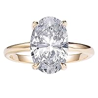 LEMON GRASS 3.5ct Oval Solitaire Engagement Ring Thin Band in Sterling Silver 925 Size 4-9