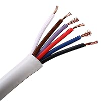 UHPPOTE 20 AWG Gauge 6 Conductor Bare Copper Unshielded Alarm Security Burglar Cable Wire (50ft)