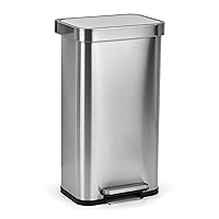 SIMPLI-MAGIC 50 Liter Soft-Close, Smudge Resistant Trash Can with Foot Pedal and Built in Filter-Stainless Steel, Sleek Finish, 50L/13.2 Gallon