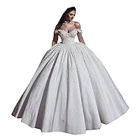 Off Shoulder Lace Stain Sequins Wedding Dresses for Bride 2023 Train Long Princess Bridal Ball Gowns Plus Size