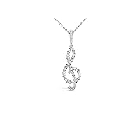 The Diamond Deal 18kt White Gold Womens Necklace Treble Clef VS Diamond Pendant 0.44 Cttw (16 in, 2 in ext.)
