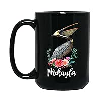 Personalized Name Pelican Coffee Mug Cup Gift For Men Women Pelican Lover, Customized Animal Coffee Cup 11 15 Oz, Pelican Lover Black Ceramic Mug, Unique Floral Pelican Travel Mug Gifts, Pelican Mug