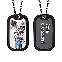 U7 Picture Necklace Personalized Photo Pendant for Men Women Customized Gift Jewelry Stainless Steel/Gold Plated Engraving Pendant Customized Dog Tag Necklace Hip Hop Jewelry with Chain 22 Inch