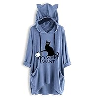 I Do What I Want Cat Graphic Women Sweatshirt Long Sleeve Pullover Hoodies Tops for Girls Teens