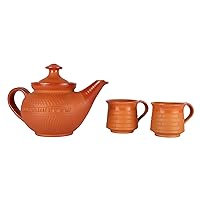 Handmade Earthenware/Clay 1 Tea Pot & 2 Tea Cups