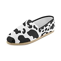 Unisex Shoes Cow Pattern Black and White Casual Canvas Loafers for Bia Kids Girl Or Men