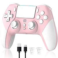 OFOTEIN Wireless Controller for PS4, PS4 Controller Compatible with Playstation 4/Slim/Pro/PC,Built-in 800mAh Rechargeable Battery/Responsive Joystick and Buttons/Audio/Turbo(Pink)