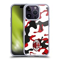 Officially Licensed AC Milan Camouflage Crest Patterns Soft Gel Case Compatible with Apple iPhone 14 Pro and Compatible with MagSafe Accessories