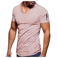 Mens Shirts Short Sleeve,Plus Size Sport Summer Shirt Solid Fitness Outdoor Casual Trendy Tees Blouse T Shirt