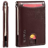 FALAN MULE Mens Wallets，Slim Leather Wallet for Men with Money Clip RFID Blocking Card Holder Minimalist Mini Bifold