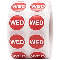 Red Circle Wednesday Stickers, 1/2 Inch Round, 1000 Labels on a Roll