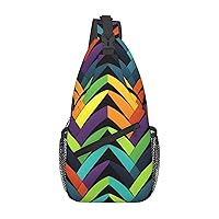 Color Line Sling Bag Backpack For Men Cross Chest Bag Crossbody Shoulder Bag Travel Hiking Daypack