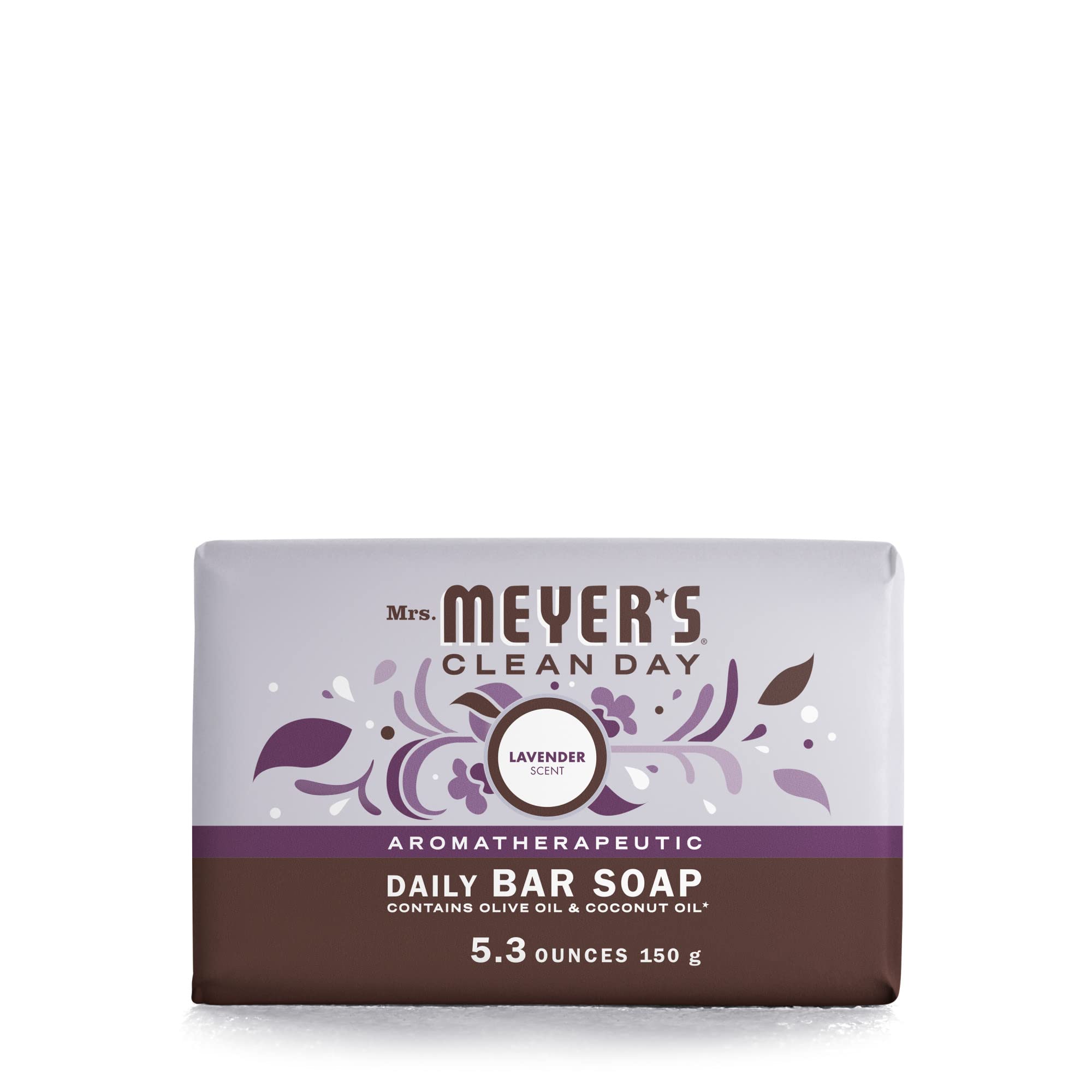 Mrs. Meyer's Bar Soap, Use as Body Wash or Hand Soap, Made with Essential Oils, Lavender, 5.3 oz, 1 Bar