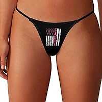Fight Breast Cancer Flag Thongs for Women T-back G String Hipster Sexy Bikini No Show Underwear Panties