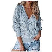 Sweatshirt Fashion Solid Sweater V-Neck Long Sleeve Tops