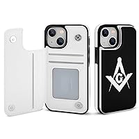 Freemason Logo Square Compatible with iPhone 14 Phone Cases Card Holder Wallet Shockproof Flip Protection Cover