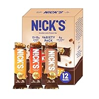 Nick's Protein Bars Variety Pack | 15g protein | 190 calories | Low Carb Keto Friendly Snacks No Added Sugar (Multipack 12 bars x 50g)