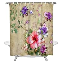 Morning Glory Retro Flower Abstract Shower Curtain Home Bath Decorative Polyester Fabric Bathroom Curtain (Color : D, Size : 183X214CM)
