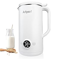 Automatic Soy Milk Maker, 20oz Homemade Nut/Almond/Oat/Coconut Plant-based Milks & Dairy Free Beverages Machine with Mesh Strainer, Boil Water, Delay Start/Keep Warm & BPA Free, White