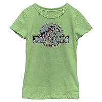 Jurassic World Girl's Logo Folk Pattern Fill T-Shirt, Green Apple, X-Large
