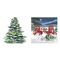 Design Snowy Winter Paper Napkin Bundle of 2 Packages, Pine Tree and Lakeside Holiday