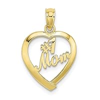 10k Gold Number 1 Mom In Love Heart Pendant Necklace Measures 20.4x13.8mm Wide Jewelry for Women