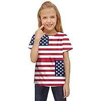 Solid Color Shirt Toddler Boys 4th of July Text Print Chrysanthemum Pattern T Shirts American Boys V Neck Tee